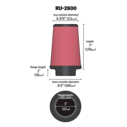 KNRU2800_universele luchtfilter 165x111 mm dia afm