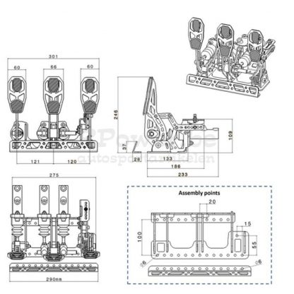 540 081 H pedaalbox kit car hydraulische koppeling technische tekening