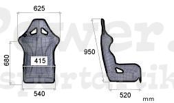 Dimensiones trs-E-xL silla de carreras OMP RPower.be