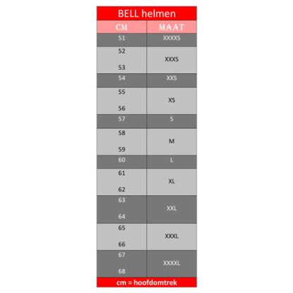 Таблица размеров шлема BELL-2