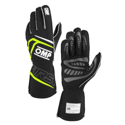 Handschuhe-First-FIA-OMP-schwarz-gelb
